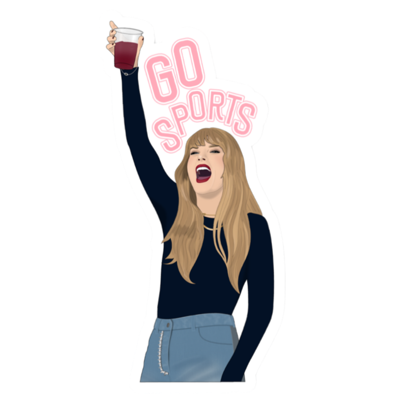 Taylor Swift football sticker, Travis Kelce fan sticker, Chiefs vinyl decal, Swiftie sports era merch, waterproof Taylor Swift sticker, NFL fan sticker for water bottles, cut to shape pop culture sticker, Taylor Swift laptop decal, Swiftie football merch, Taylor Swift game day accessory