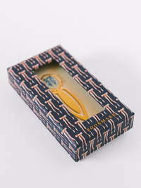 Vintage-inspired navy blue bow-patterned display box for Antique Bow Metal Clip Bookmark