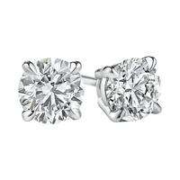 Anna Zuckerman 2 Carat Diamond Crystalline martini stud earrings with round 6.5 mm stones in a platinum-tone setting.