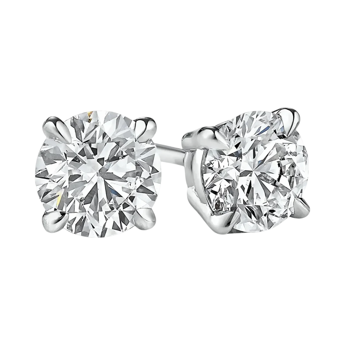 Anna Zuckerman 2 Carat Diamond Crystalline martini stud earrings with round 6.5 mm stones in a platinum-tone setting.