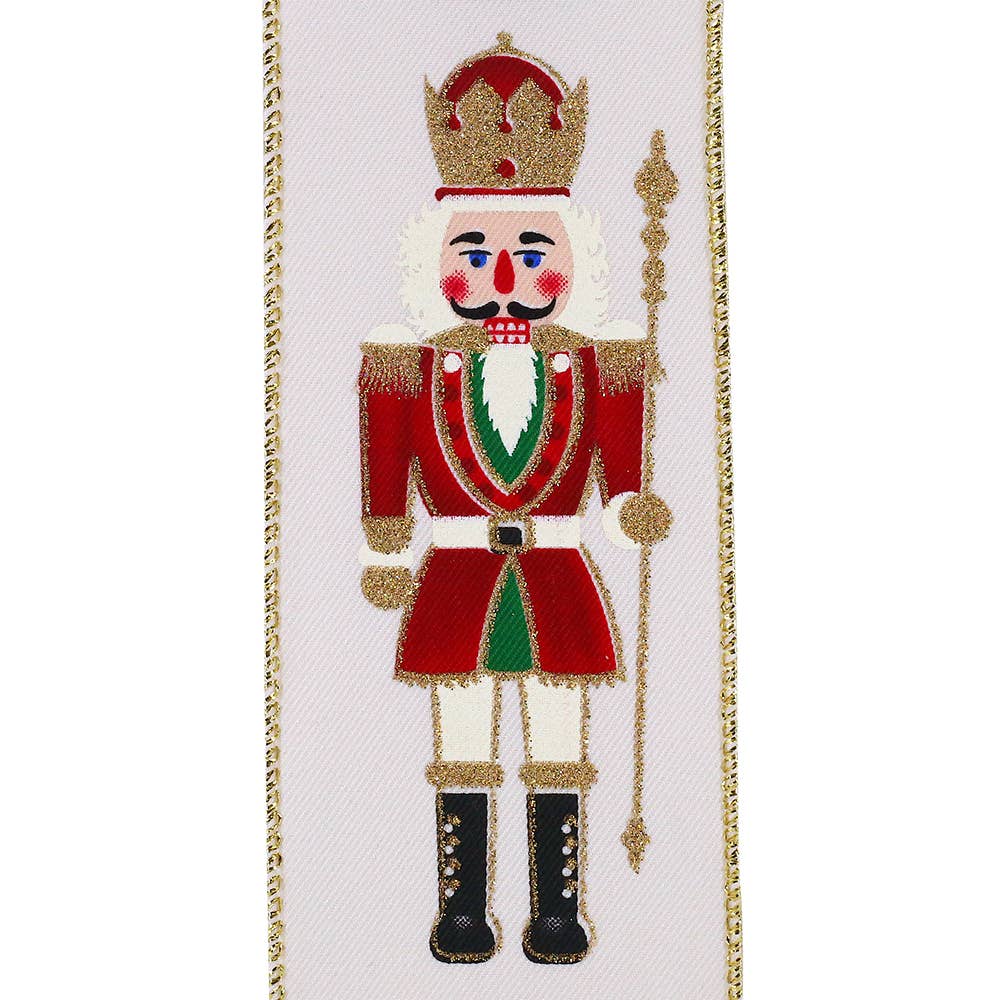 Nutcracker Guard Wired Ribbon in Ivory | 2.5”