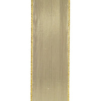 Ivory Velvet Ribbon with Metallic Gold Backing | 2.5”
