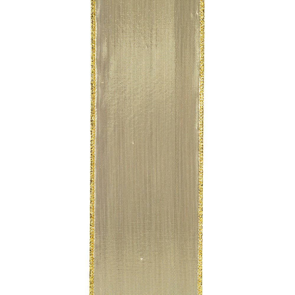 Ivory Velvet Ribbon with Metallic Gold Backing | 2.5”