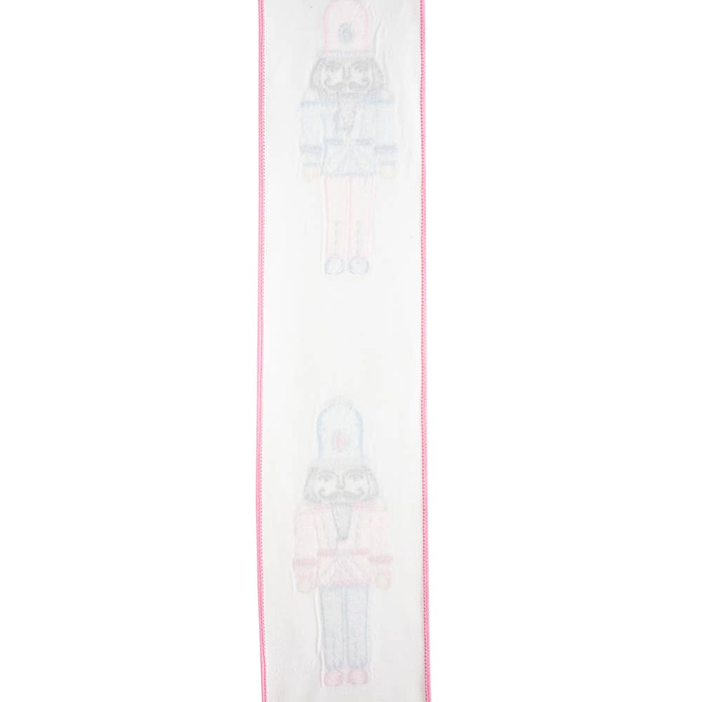 Pink & Turquoise Embroidered Nutcracker Ribbon | 4”