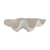 coastal decor, clam shell bowl, decorative bowl, jewelry display, 22K gold accent, handcrafted in Oklahoma, summer decor, artistic home accents, nautical elegance.