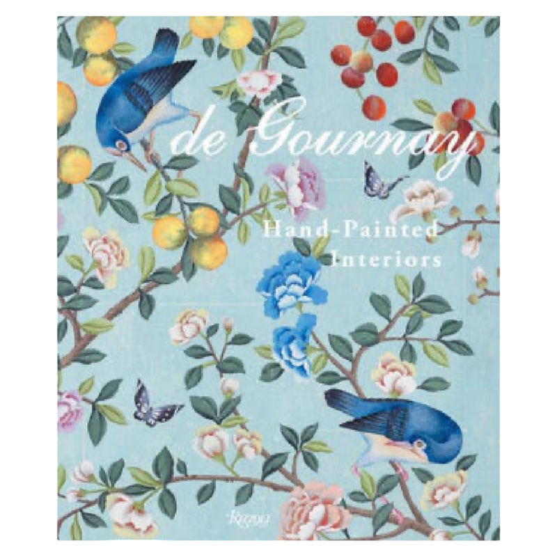 Book cover with floral and bird design, featuring the brand 'de Gournay'.