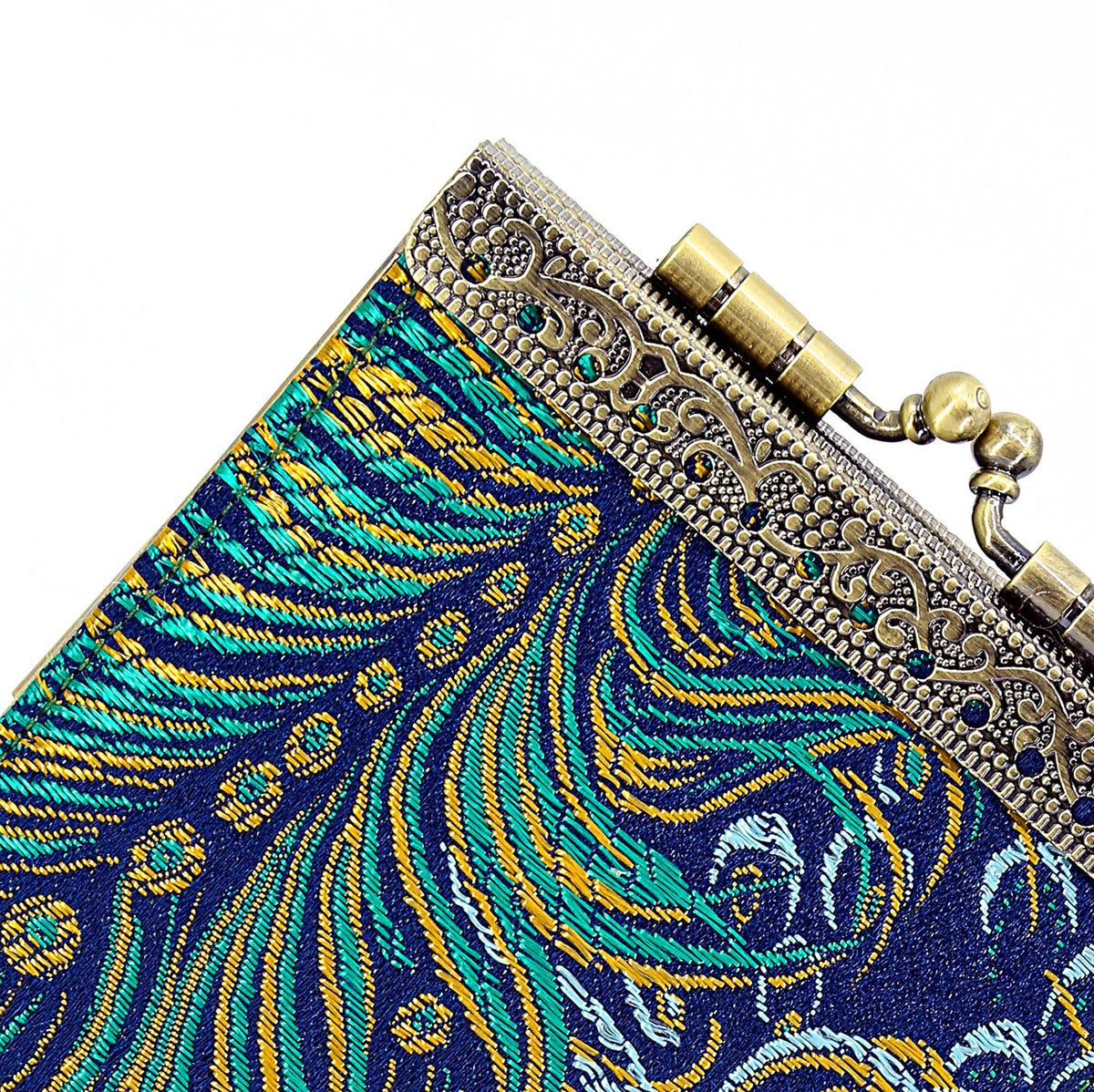 Teal & Pink Peacock Brocade RFID Card Holder
