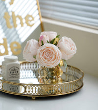 6-stem bundle-Real Touch rose bouquet: Light Champagne Pink