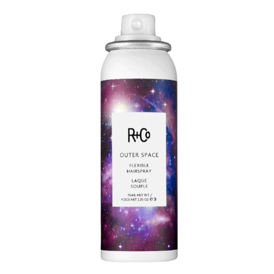 flexible hairspray, R+Co OUTER SPACE, flexible hold hairspray, hairspray for layering, styling hairspray, travel-size hairspray, all hair types hairspray, versatile hairspray, hair styling spray, reworkable hairspray, non-stiff hairspray, flexible hold for styling, R+Co hairspray

