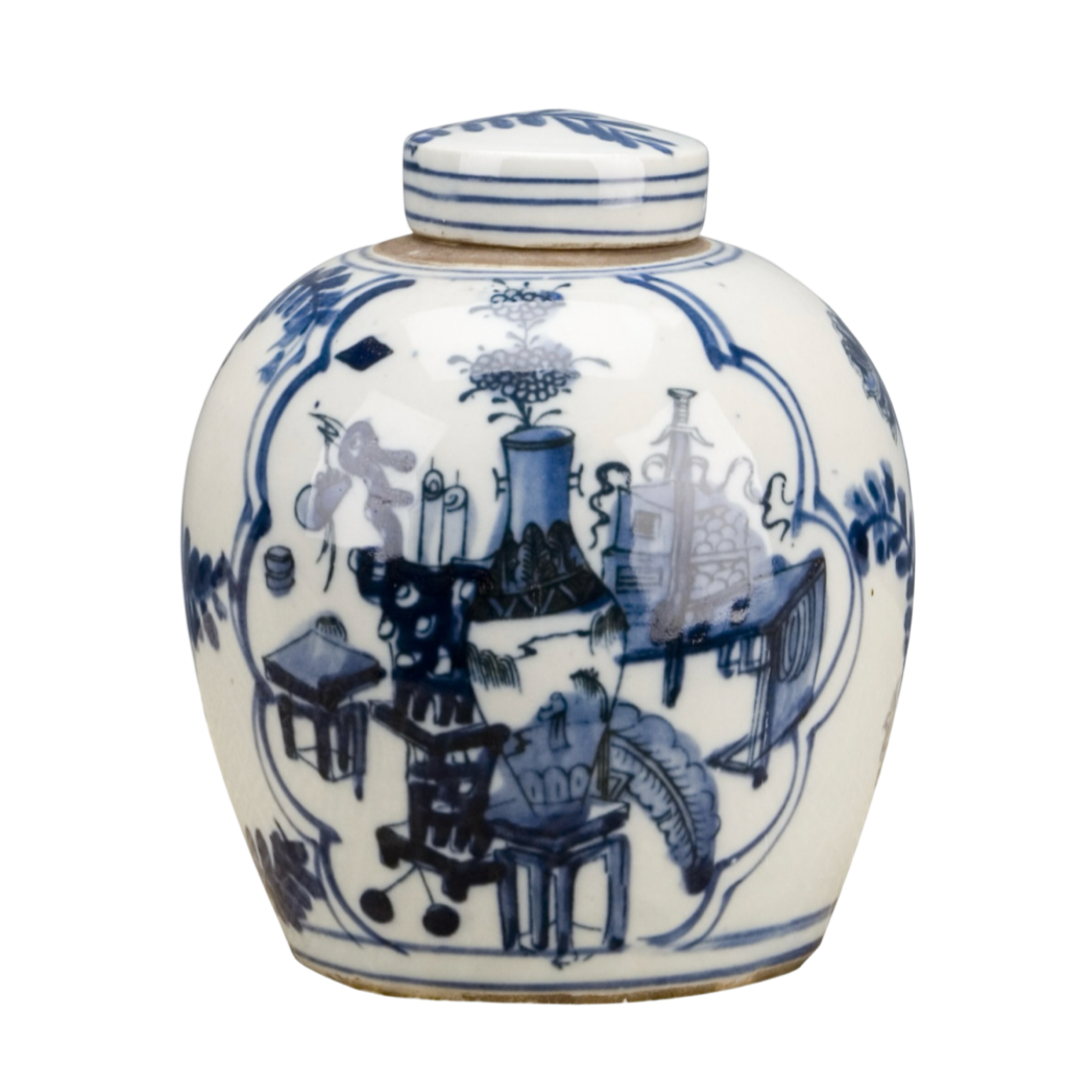 Blue and White Porcelain Ginger Jar