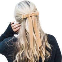 gingerbread velvet bow, long velvet hair bow, Alice bow barrette, Grace & Grandeur bow, stacked velvet bow, luxe hair accessory, French barrette bow, holiday hair bow, girls velvet bow clip, soft velvet ribbon bow