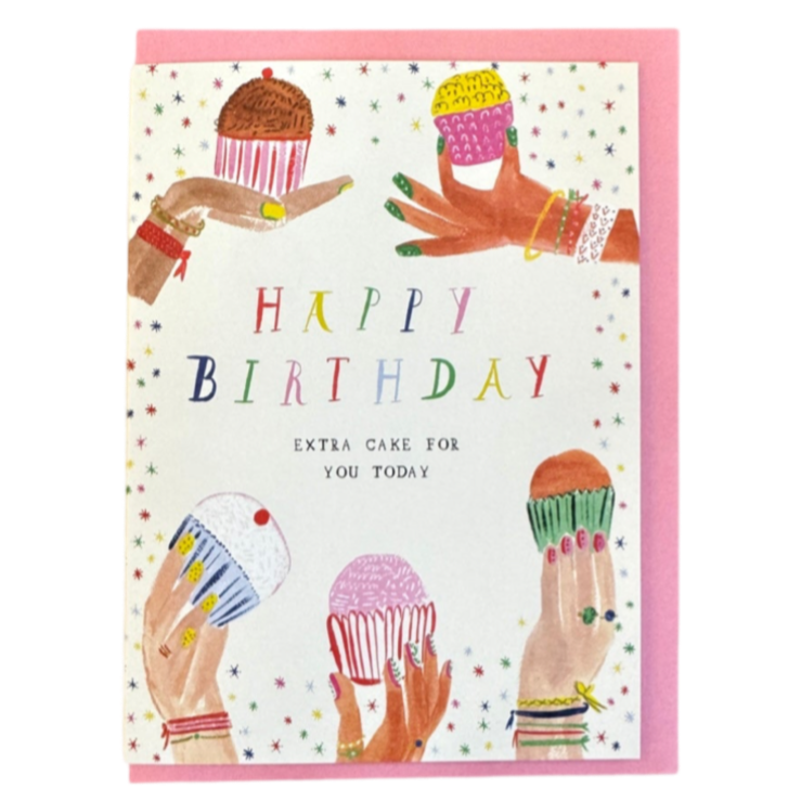 happy birthday cupcake card, Mr. Boddington birthday card, confetti cupcake greeting card, hand-drawn birthday card, whimsical birthday card NYC, blank inside birthday card, printed in New York greeting card, confetti birthday stationery, cute cupcake card