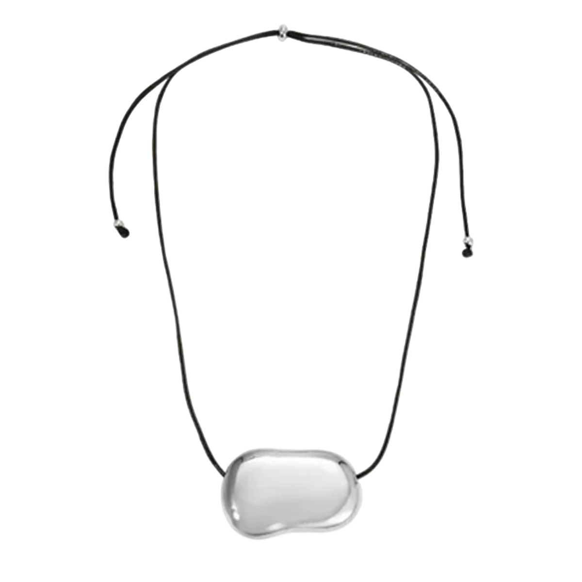 Necklace with a clear pendant on a white background