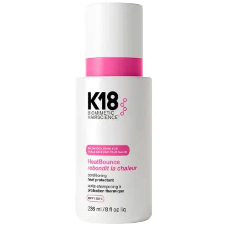 K18 HeatBounce hair product bottle on a white background