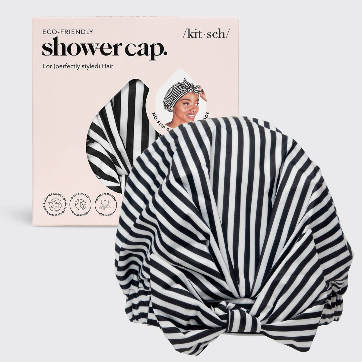 kitsch luxury stripe waterproof shower cap 