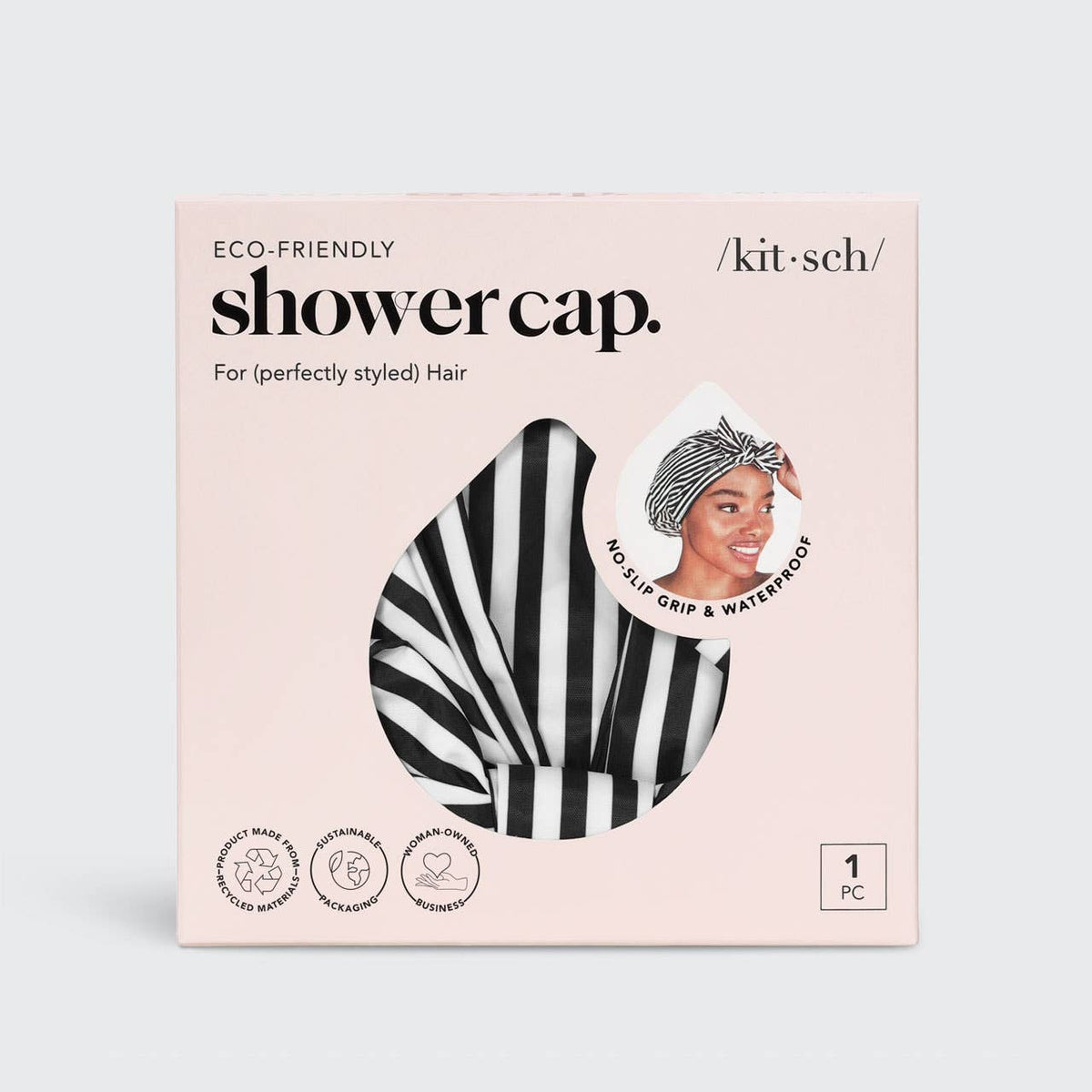 kitsch luxury stripe waterproof shower cap 