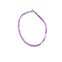 lilac jade beaded necklace, handmade gemstone necklace, charm-ready necklace, 17 inch gemstone necklace, Charleston artisan jewelry, gold clasp beaded necklace, pastel gemstone jewelry, lilac necklace for layering, 18kt gold plated clasp, gemstone beaded choker
