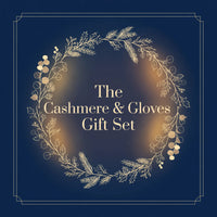 Midnight cashmere topper and black faux fur cuff gloves gift set from Oh Meredith