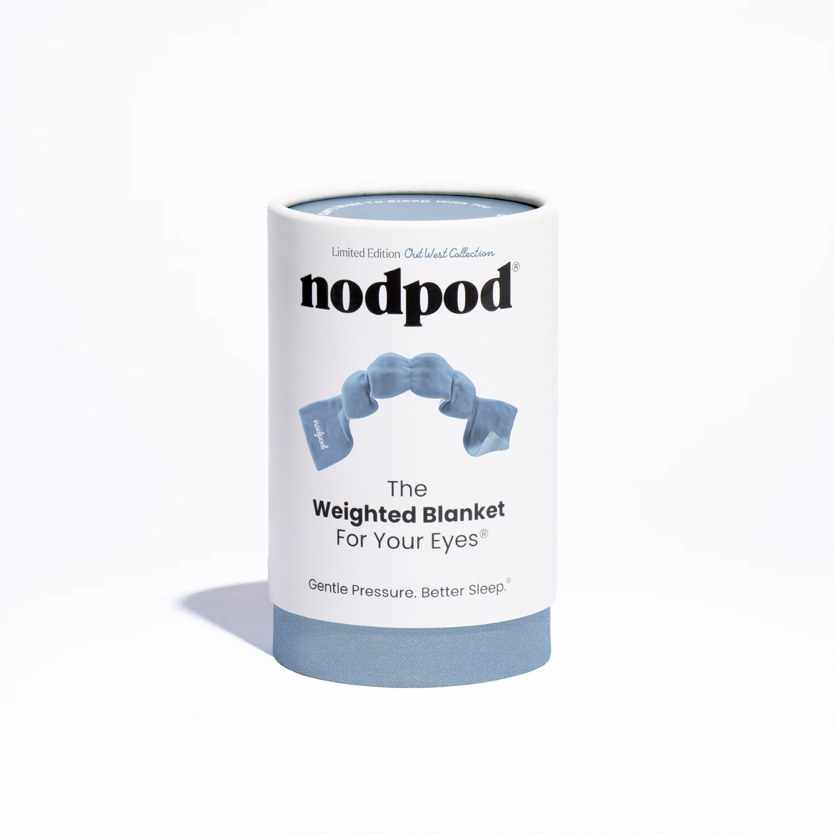 nodpod weighted sleep mask in Blue Jean with reversible cooling cotton and soft microfleece fabric