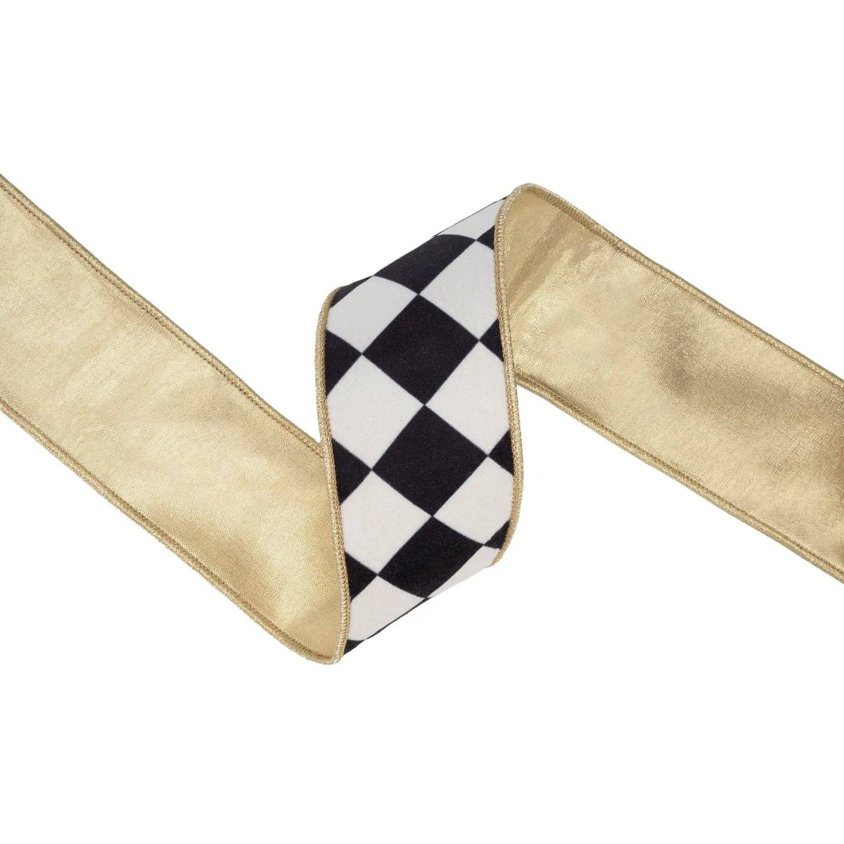 Belt with gold strap and checkered pattern on a white background