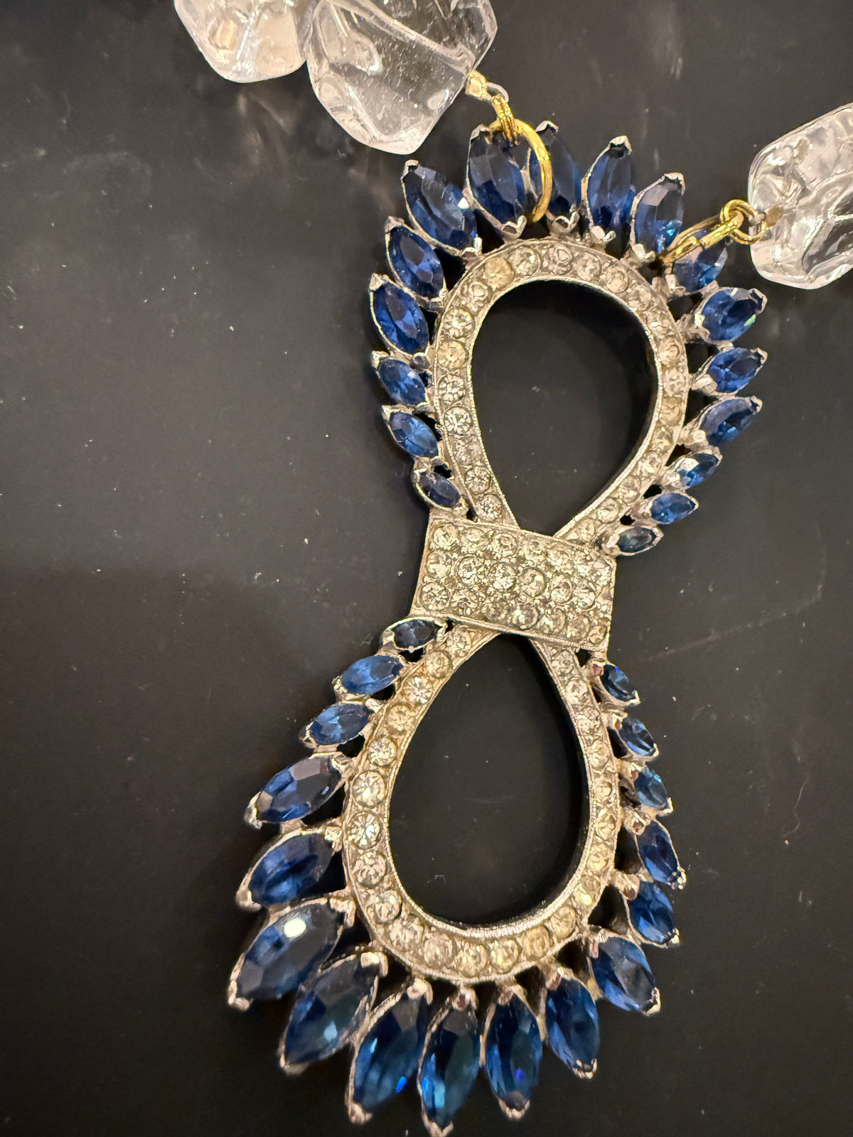 Made in the Deep South | 1930s Art Deco Sapphire-Blue Brooch & Quartz Necklace