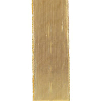 Reliant Ribbon Velvet Diamond Glitz gold and ivory velvet ribbon with metallic gold harlequin diamond pattern and wired edges, 2.5 inches wide.