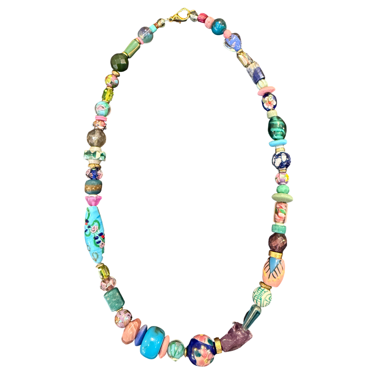 one of one necklace, coastal statement necklace, collected bead necklace, artisan necklace, mermaid jewelry, sea glass inspired necklace, maximalist jewelry, wearable art necklace, colorful statement necklace, resort jewelry, eclectic jewelry, chunky bead necklace, boutique jewelry, fashion jewelry, curated accessories, ocean inspired necklace, artistic statement jewelry, boho luxury necklace, collector style jewelry, unique artisan necklace