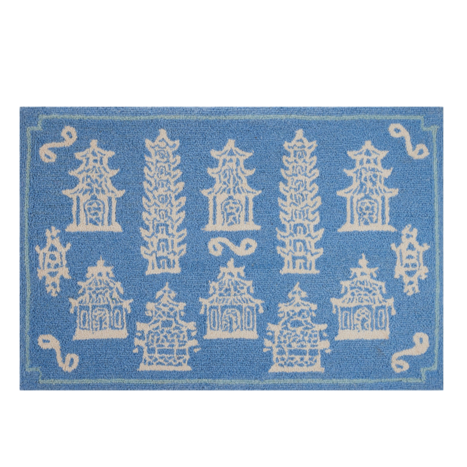 pagodas periwinkle hook rug ohmeredith mississippi
