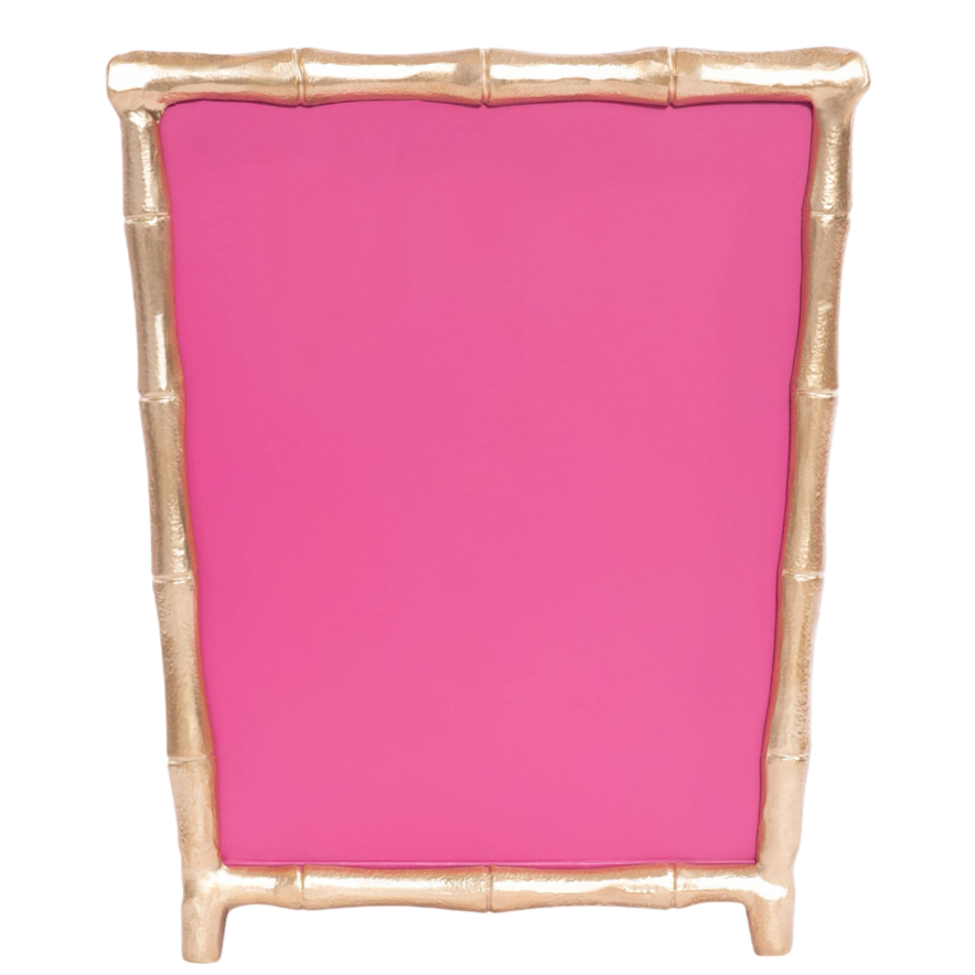 pink metal wastebasket, hand-painted square bin, stylish trash can, compact pink waste bin, Mattie wastebasket, decorative waste bin for home, bathroom trash bin pink, pink office wastebasket, open top metal bin, painted square trash can