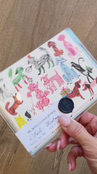 Mr. Boddington notecards, boxed stationery set, A6 folded cards, blank inside note cards, hand-painted note cards, wax seal stationery, paper goods made in NYC, thank you card set, charming stationery, boutique greeting card box