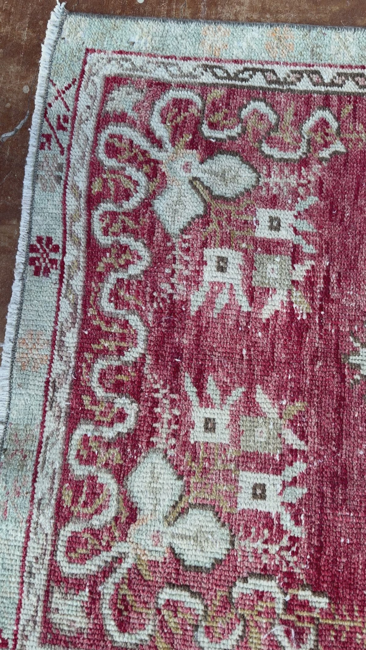 vintage Turkish rug, small area rug, hand-knotted wool rug, bohemian rug, Turkish runner, red Turkish rug, distressed rug, one-of-a-kind rug, antique style rug, 5x3 rug