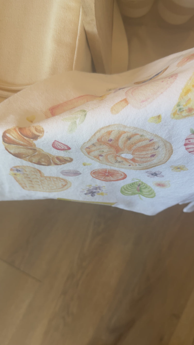 brunch tea towel, flour sack cotton towel, absorbent kitchen towel, soft cotton dish towel, decorative flour sack towel, brunch-themed kitchen decor, eco-friendly tea towel, durable dish towel for spills, stylish cotton hand towel, farmhouse kitchen towel