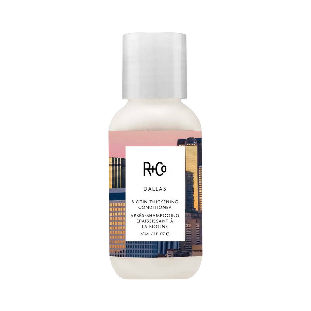 R+Co Dallas Biotin Thickening Conditioner bottle on a white background