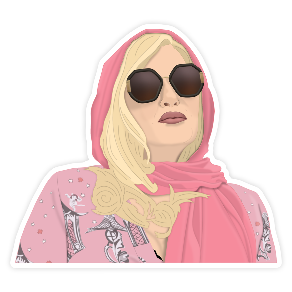 Jennifer Coolidge sticker, The White Lotus merch, waterproof TV show sticker, pop culture laptop decal, Jennifer Coolidge vinyl sticker, durable sticker for water bottles, White Lotus fan gift, cut to shape celebrity sticker, iconic quote sticker, Jennifer Coolidge aesthetic sticker